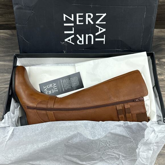 NIB Naturalizer 8M Jackie Leather Knee High Riding Boots Zip Buckle Cinnamon - Picture 13 of 15